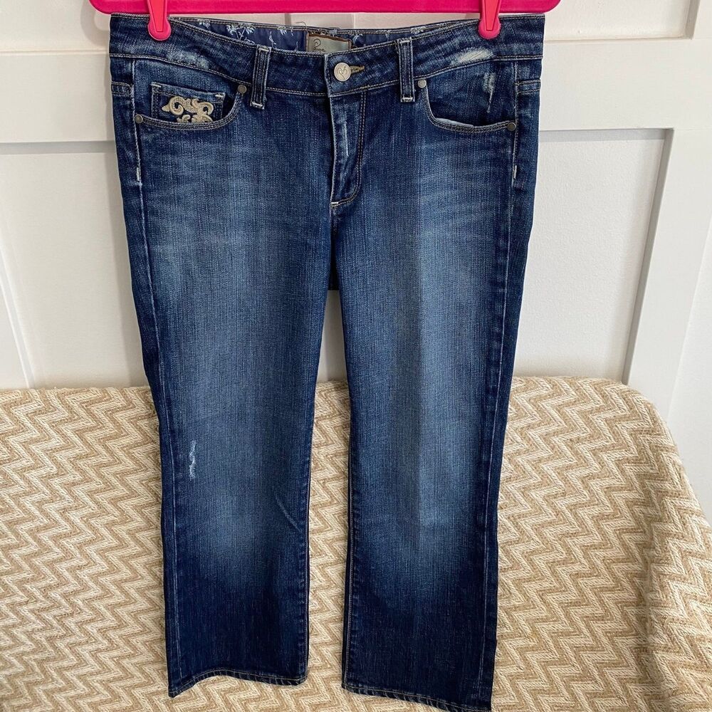 PAIGE Hollywood Hills Cropped Capri Distressed Jeans Women's Waist Size 30